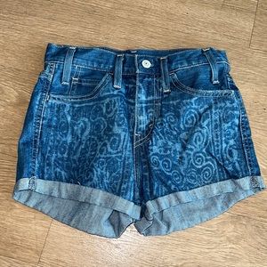 Levi’s blue denim high waisted tribal printed shorts